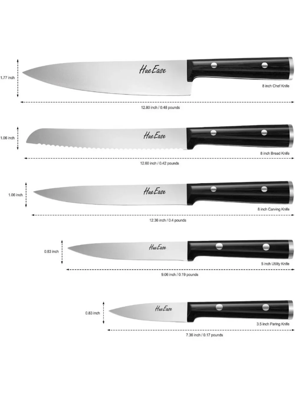 6-Piece Sharp Kitchen Knife Set with Acacia Wood Block & Ergonomic Design